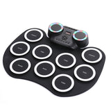 Electronic Drum Foldable Practice Drum Pad Rechargeable Drum Kit Built In Speakers Foot Pedals Drum Sticks For Beginners