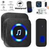 LED Wireless Doorbell 1000ft Waterproof Door Bell Outdoor Home Security Welcome Bell Smart Calling Bell with Button Receiver