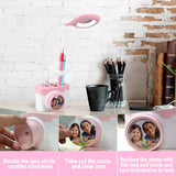 Table Lamp with Fan Rechargeable Desk Lamp with USB Charging Port & Pen Holder, 3 Stepless Dimming for Bedroom