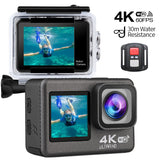 Action Camera 4K/60fps Touch Dual Screen WiFi Remote Control 2.0inch 170D 30m Waterproof Sports Camera Outdoor Video Camera DV