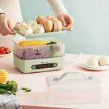Electric Steamer Pot Steamer Cooker Egg Boiler  Home Breakfast Machine Double Layer Multifunction Timing Hot Pot Food Warmer