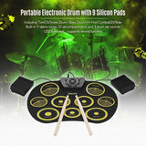 Portable Electronics Drum Set Roll Up Drum Kit 9 Silicone Pads USB Powered With Foot Pedals Drumsticks USB Cable