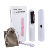USB Wireless Charging Hair Straightener Portable Mini Ceramic Negative Ion Beard Comb