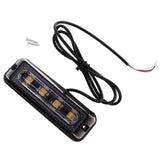 2pcs/lot Amber 4 LED Car Warning Light Flashing Lamp Emergency Beacon Light Bar Hazard Strobe Light Waterproof Light 12V~24V