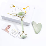 Anti-Aging Natural Serpentine Jade Roller and Guasha Sets Facial Body Slimming Beauty Tool for Man Women Massage Spa Health Care