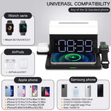 Wireless Charging 6 in 1 Desk Lamp Digital Alarm Clock Night Light for Apple Watch Airpods Iphone XS XR 11 12 13 Pro Samsung S22
