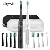 Fairywill Electric Sonic Toothbrush FW-507 USB Charge Waterproof Rechargeable Electronic Tooth 8 Brushes Replacement Heads Adult