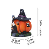 Hot Halloween Theme Ornament Luminous Resin Witch Pumpkin House for Home Living Room Garden Decoration
