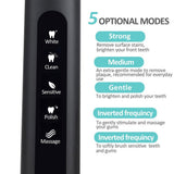 Seago SG-507 USB Rechargeable Electric Toothbrush Adult Waterproof Deep Clean Teeth Brush 2 Replacement Heads 5 Cleaning Modes