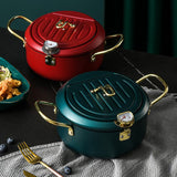 Kitchen Deep Frying Pot with Lid and Thermometer Non Stick Tempura Deep Fryer Stainless Steel French Fries Fryer Pan