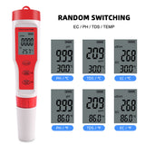 TDS Meter 4-in-1 Digital Water Tester Pen with PH TDS EC Temperature Measurement High Accuracy 1-19999ppm&amp;0-14 PH Range