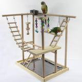 48*33*53cm Parrot Playstands With Cup Toys Tray Bird Swing Climbing Hanging Ladder Bridge Wood Cockatiel Playground Bird Perches