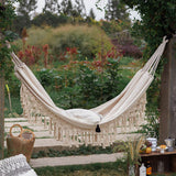 200cm * 150cm Hammock Boho Style Brazilian Macrame  Fringed Deluxe Double Hammock Net  Chair Indoor Hanging Swing Home Decor