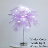 DIY Creative Feather Table Lamp Warm White Light Tree Feather Lampshade Girl LED Wedding Decorative Lights Pink White Birthday