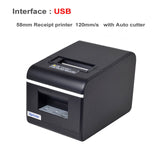 High quality 58mm USB/USB +LAN/Bluetooth+USB port Receipt printer with auto cutter 120mm/s Bill printer