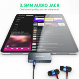Docooler 4-in-1 Type-C Hub Type-C to USB3.0 HD Audio Aluminum Alloy Hub Compatible with iPad Pro Type-C Phone Tablet Laptop