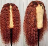 Middle part long curly hair wig chemical fiber head cover wig