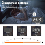 Digital Alarm Clock Electronic Smart Large LED Display Mirror Snooze Time Table Desk 2 USB Charger Ports for Iphone Android