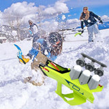 Snowball Launcher Snow Ball Maker Slingshot Thrower with Handle 3 Round Snow Balls for Winter Outdoor Snowball Fighting Toy