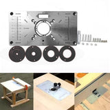 Work Benches Router Trimmer Table Insert Plate Aluminum Alloy Woodworking Engraving Trimming Machine Flip Board Set with Rings