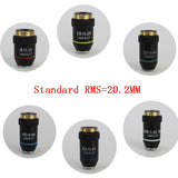 195 Black Achromatic Objective 4X 10X 20X 40X 60X 100X High Quality Microscope Objective Lens RMS 20.2mm Objective Parts