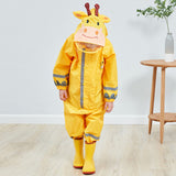 3-10Years Kids Cartoon Raincoat Outdoor Waterproof Jumpsuit One Piece Rainwear Coat Multicolor Unisex Children frog Giraffe Coat