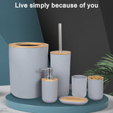 NEW2022 RR 6Pcs Black Bathroom Accessories Toothbrush Holder Bin Soap Dish Dispenser Tumbler Toilet Brush Toilet Bathroom Set