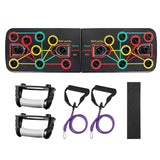 9 In 1 Push Up Rack Board With Latex Resistance Bands Body Building Board System Fitness Comprehensive Indoor Training Gym