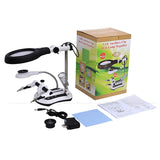 EU Plug Welding Repair Magnifying Glass 2.5X 6X 5X 10X Magnification Desktop Lamp Soldering Jewelry Design Reading Magnifier