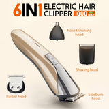 6in 1 USB Rechargeable Hair Trimmer Household Electric Hair Clippers Multifunctional Nose Hair Cut Machine Shaving Beard Razor