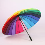 2020 Fashionable 24K Rainbow Big Umbrella Windproof Men's Leather Long Samurai Umbrella Women's Umbrella