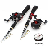 1.65m Fishing rod with reel telescopic  Portable Casting Rod and Reels set Travel Outdoor sports Trout  fishing fish Boat pole