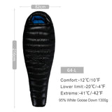 Series White Goose Down Mummy Camping Sleeping Bag Ultralight Baffle Design Outdoor Hiking Nylon Sleeping Bag