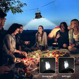 Solar Camping Fan 5000mAh USB Rechargeable 4 Speeds With LED Light Camping Tent Fan For Beach Hiking Home Office Car