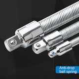 3Pcs/.set 1/4"-3/8"-1/2" Electric Wrench Elastic Rod Set Universal Flexible Shaft Sleeve Extension Rod Bendable Flexible Shaft