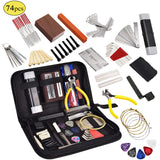 74PCS Professional Guitar Repairing Maintenance Tool Kit with Guitar Strings Picks Bridge Pins Gauge String Instrument Accessory