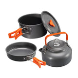 3pcs/set Of Outdoor Cookware Ultra Light Aluminum Alloy Camping Cookware Tableware Outdoor Teapot Picnic Tableware