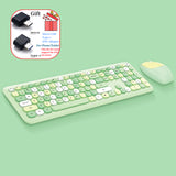 Kawaii Wireless Keyboard and Optical Mouse Combo Silent 2.4GHz Wireless with Colorful Cute 110 Keys Full-Sized Keyboard for PC