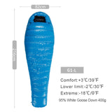 Series White Goose Down Mummy Camping Sleeping Bag Ultralight Baffle Design Outdoor Hiking Nylon Sleeping Bag