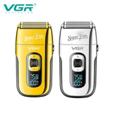 VGR barber metal 3-speed adjust beard hair electric shaver wet dry rechargeable electric razor for men bald head shaving machine