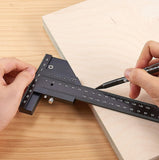 Gauging Tools Multifunctional Woodworking T Shape Ruler Carpenter Measuring Marking Tool 232x100mm Aluminum Alloy Black