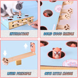 2022 New Cat Toy Chase Hunt Mouse Cat Game Box 3 in 1 with Scratcher Funny Cat Stick Cat Hit Gophers Interactive Maze Tease Toy