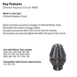 3Pcs Multi Quick Change Keyless Chuck Universal Chuck Replacement For Dremel 4486 Rotary Tools 3000 4000 7700 8200