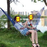 Portable Nylon Mesh Hammock Outdoor Sleeping Bed for Travel Camping Blue Green Red Hanging Folding Patio Swing Chair Furniture