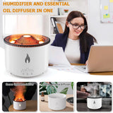 Volcanic Flame Air Humidifier with Night Light Remote Control 2 Modes 300ml Aroma Diffuser Essential Oil Smoke Ring Lamp