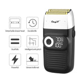 Professional Barber Hair Clipper Men Rechargeable Electric Shaver Beard Nose Ear Trimmer Removal Blad Head Shaving Razor Machine