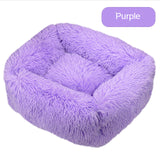Pet Beds Long Plush Dog Bed Square Solid Color Puppy Beds Mat for Little Medium Large Pets Supplies Winter Warm Bed Cat Cushions