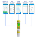 PH Meter Pen Temp Test Bluetooth APP Control Water Quality Monitor Tester Data Storage Support Printing for Pool Drinking Water