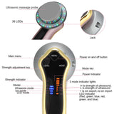 LED Light Facial Massager Mode Adjustable Body Shaping Rechargeable Ultrasonic Beauty Device Fat Burning Vibration Skin