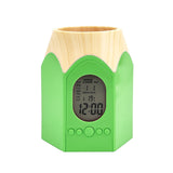 Office Pen Holder Digital Thermometer Clocks Desk Organizer Electronic Temperature Alarm Clock Calendar PE Pencil Container